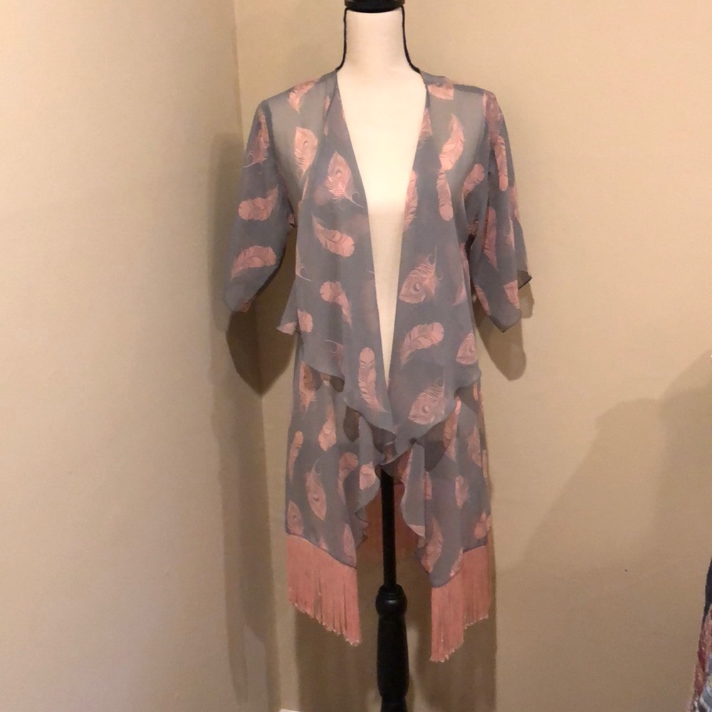 Lularoe sheer top with fringe